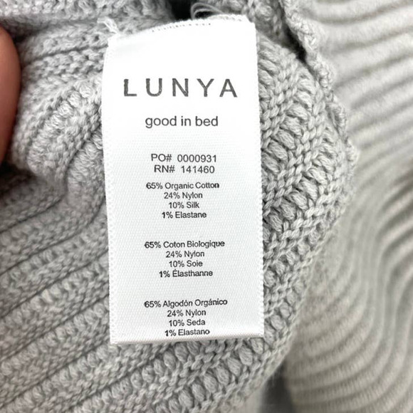Lunya Cozy Cotton Silk Reversible Ribbed Pullover Sweater Mellow Grey Heather - Picture 14 of 15